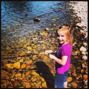 Lily struggles to reel in a nice South Fork trout.  