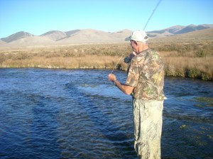 Dad fishing Birch Creek in 2009 during our antelope hunt.